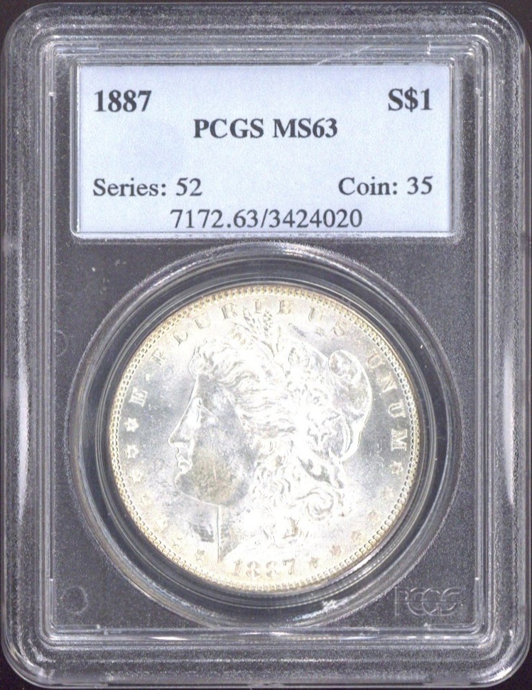 ★PCGS 【 MS63 】『 超ハイグレード』ラスターがかなりきれいです 1887 One Dollar PCGS MS63